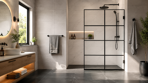 Black Grid Shower Doors