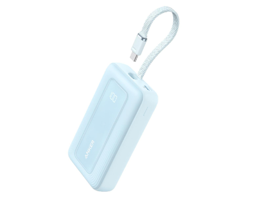 Anker Zolo Power Bank in blue with built-in USB-C cable